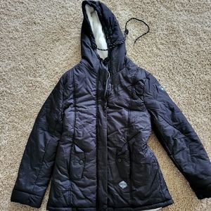 Black coat with faux white fur inside
